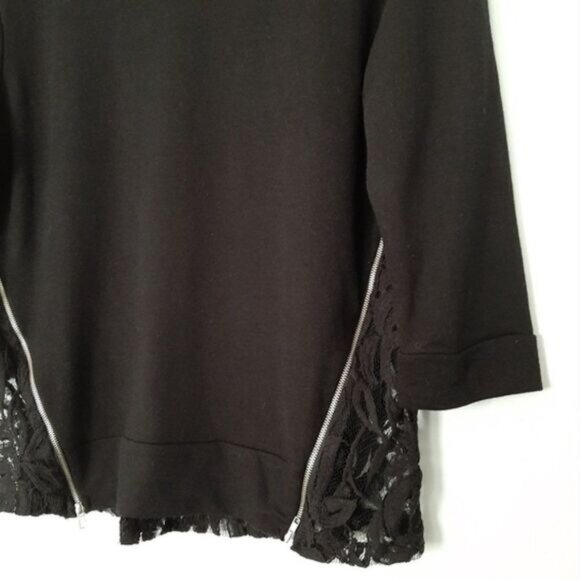 GREEN ENVELOPE Los Angeles SemiSheer Lace Back Top Black Sz M - Picture 5 of 14